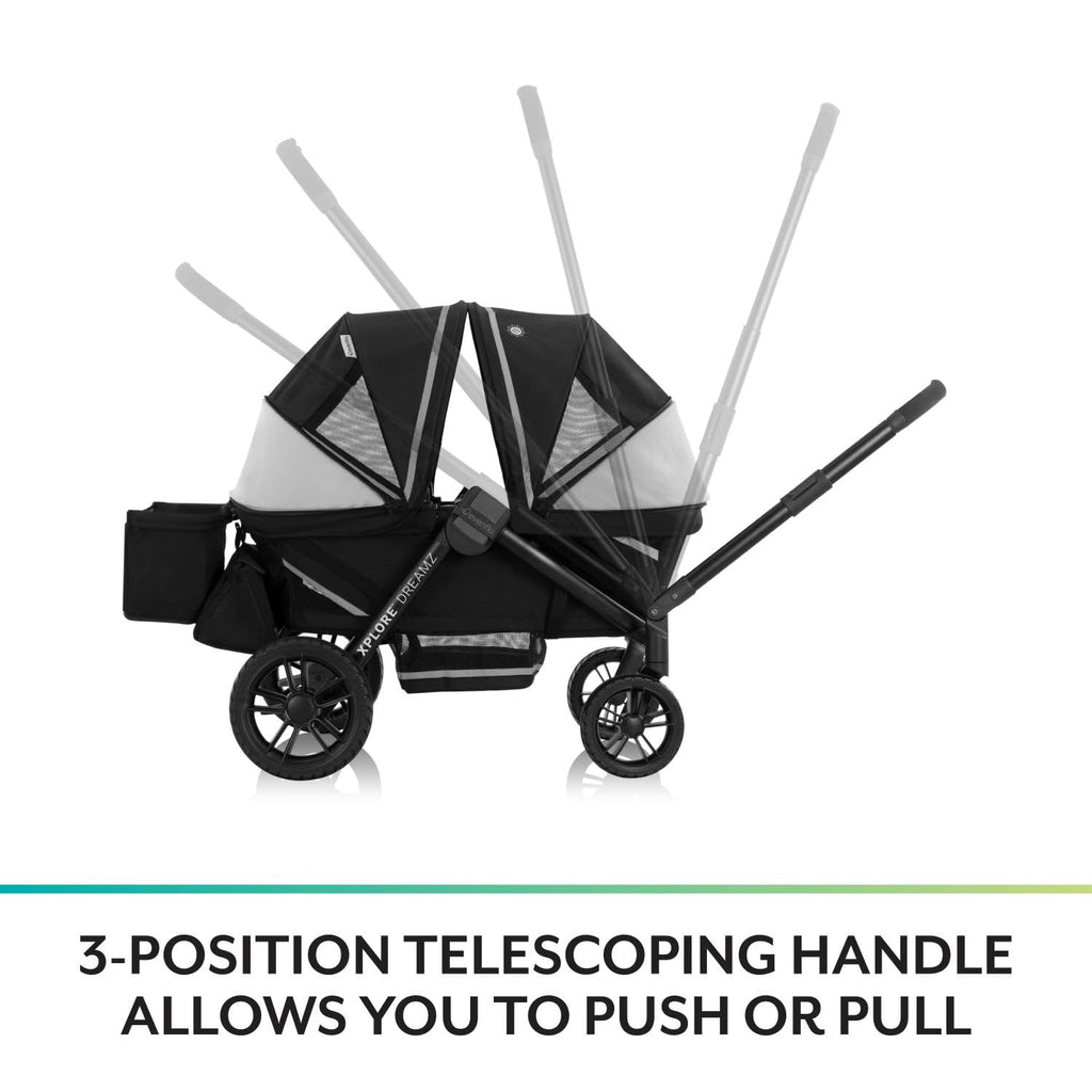 2-in-1 All-Terrain Baby Stroller Wagon With Canopy And Storage - Gray