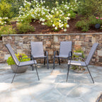 Emma + Oliver Outdoor Stack Chairs, Gray, 4 Pack, 21.25in W x 29in D x 36in H