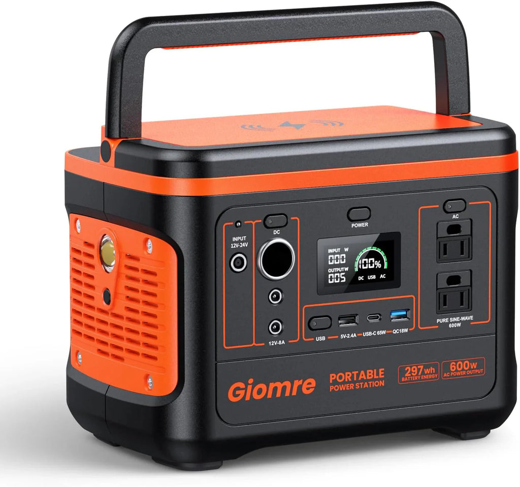 Giomre Portable Power Station 297Wh, 600W AC Output, 100W Fast Charging - M6