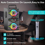 Portable Bluetooth Party Speaker, 60W, Wood, 9.1 x 6.8 x 12.6 Inches - A52
