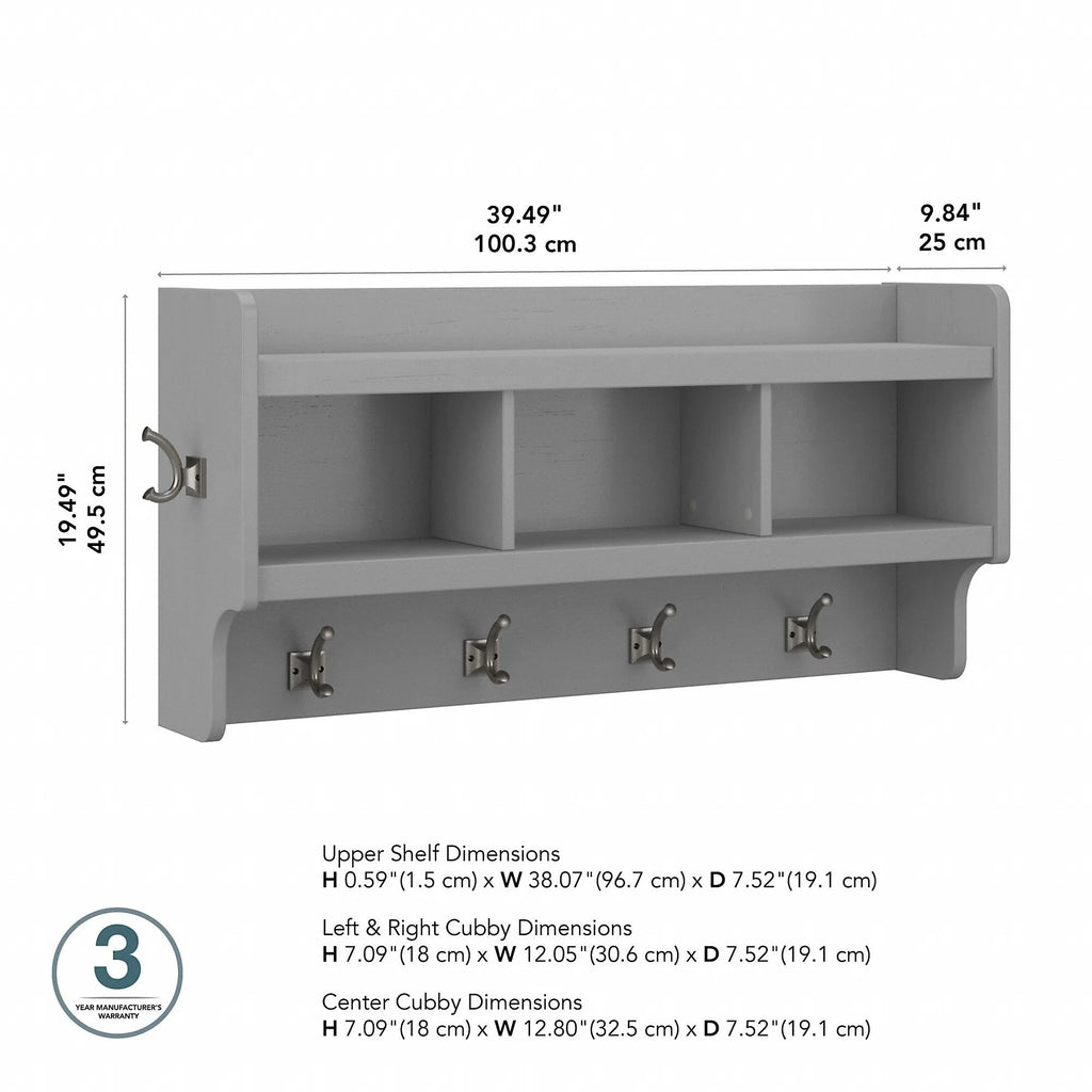40 Inch Wall Mounted Coat Rack With Shelf and Cubbies
