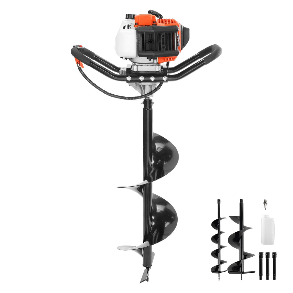 VEVOR 52CC 1450W Fuel-Powered Post Hole Auger With 6in And 10in Bits - D52-F