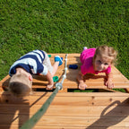 Backyard Discovery Mount Mckinley Cedar Wood Swing Set With Wave Slide, Play Deck And Sandbox Area