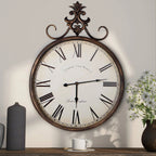 Large Antique Wall Clock, 21 Inch, Bronze-Gold Or Bronze, 27.5 x 20 in / 31.49 x 23.62 in