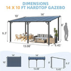 AECOJOY 14' x 10' Patio Gazebo With Roof, Dark - 168in x 120in x 98.4in