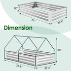 Galvanized Metal Raised Garden Bed Kit With Greenhouse Cover, 6 x 3 x 1 ft, 2 Screen Windows, 20 T Tags, 1 Pair Gloves - Clear