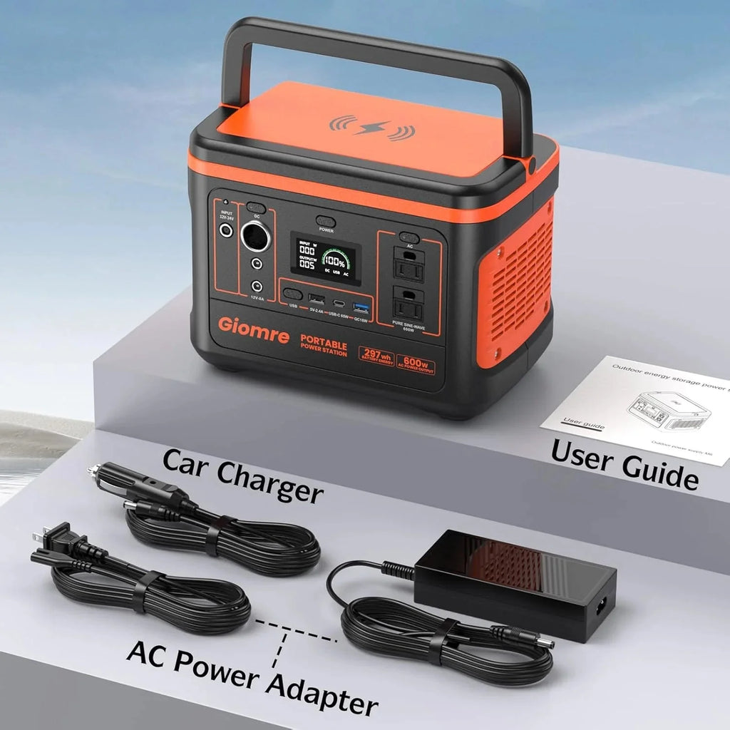 Giomre Portable Power Station 297Wh, 600W AC Output, 100W Fast Charging - M6