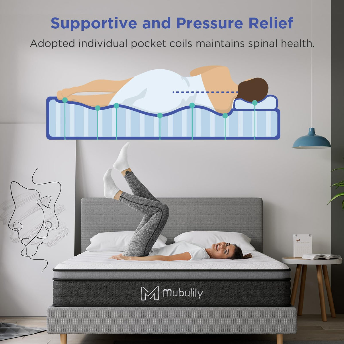 Mubulily 10 Inch Twin Hybrid Mattress In A Box With Gel Memory Foam