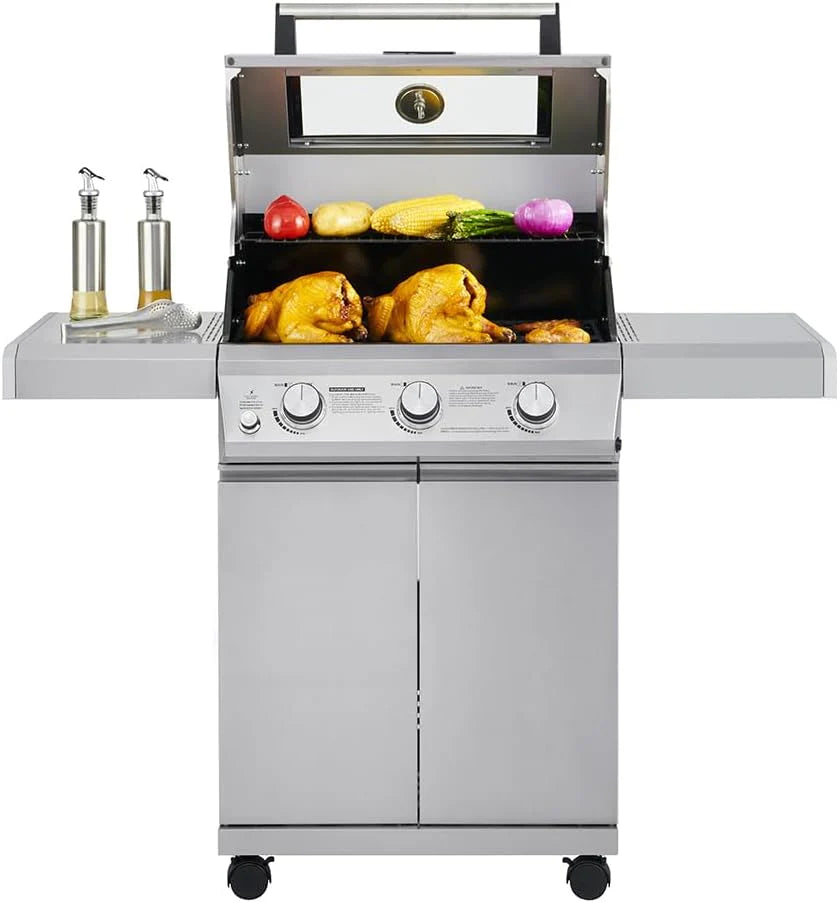 4-Burner Propane Gas Grill, Stainless Steel, 52,000 BTUs - Mesa 400M With Smoker Box