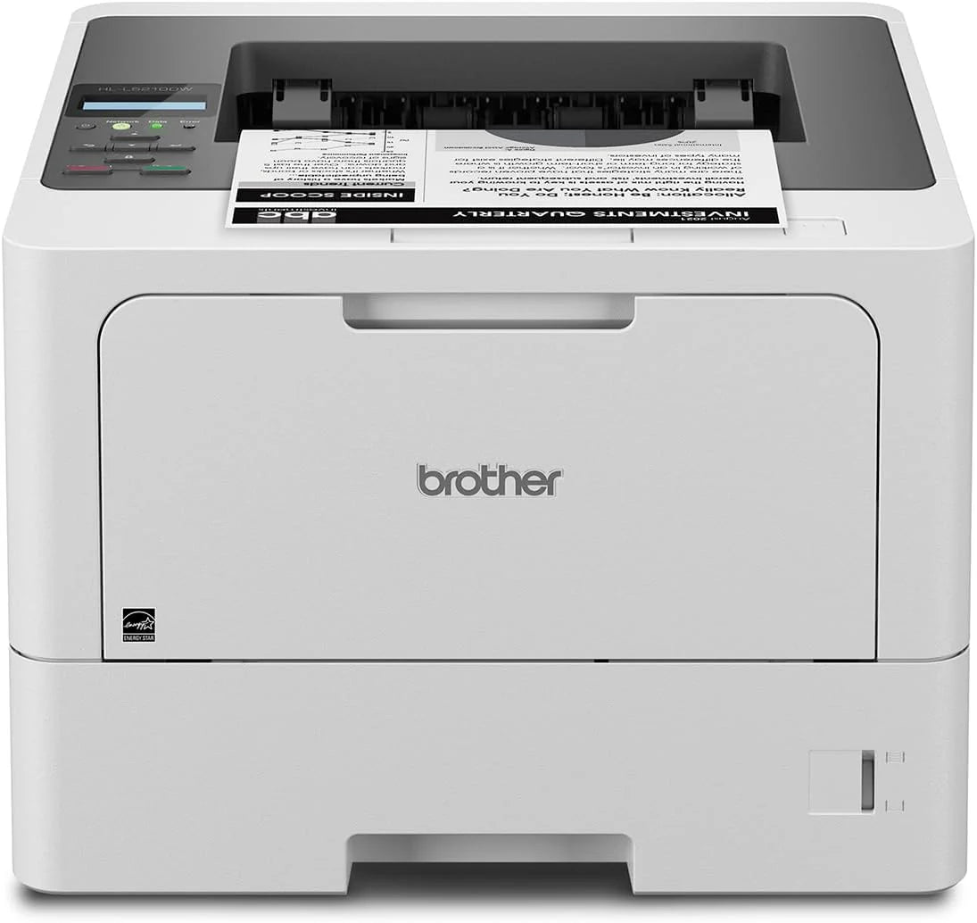 Brother Monochrome Laser Printer, 48ppm, Dual Paper Trays, White - HLL5210DW/HLL5210DN/HLL5210DWT