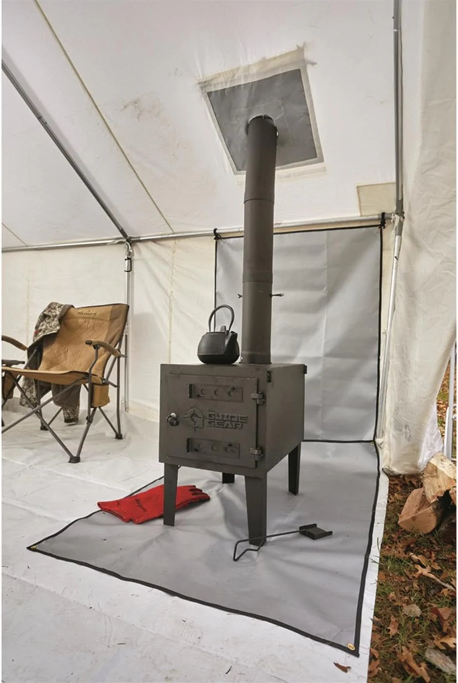 Guide Gear Large Outdoor Wood Burning Stove With Chimney Pipe