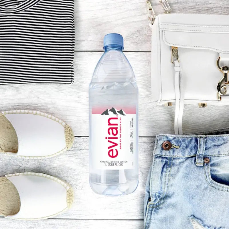 Evian Natural Spring Water 1L Bottles, 12 Pack