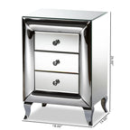 Baxton Studio Pauline Mirrored 3-Drawer End Table