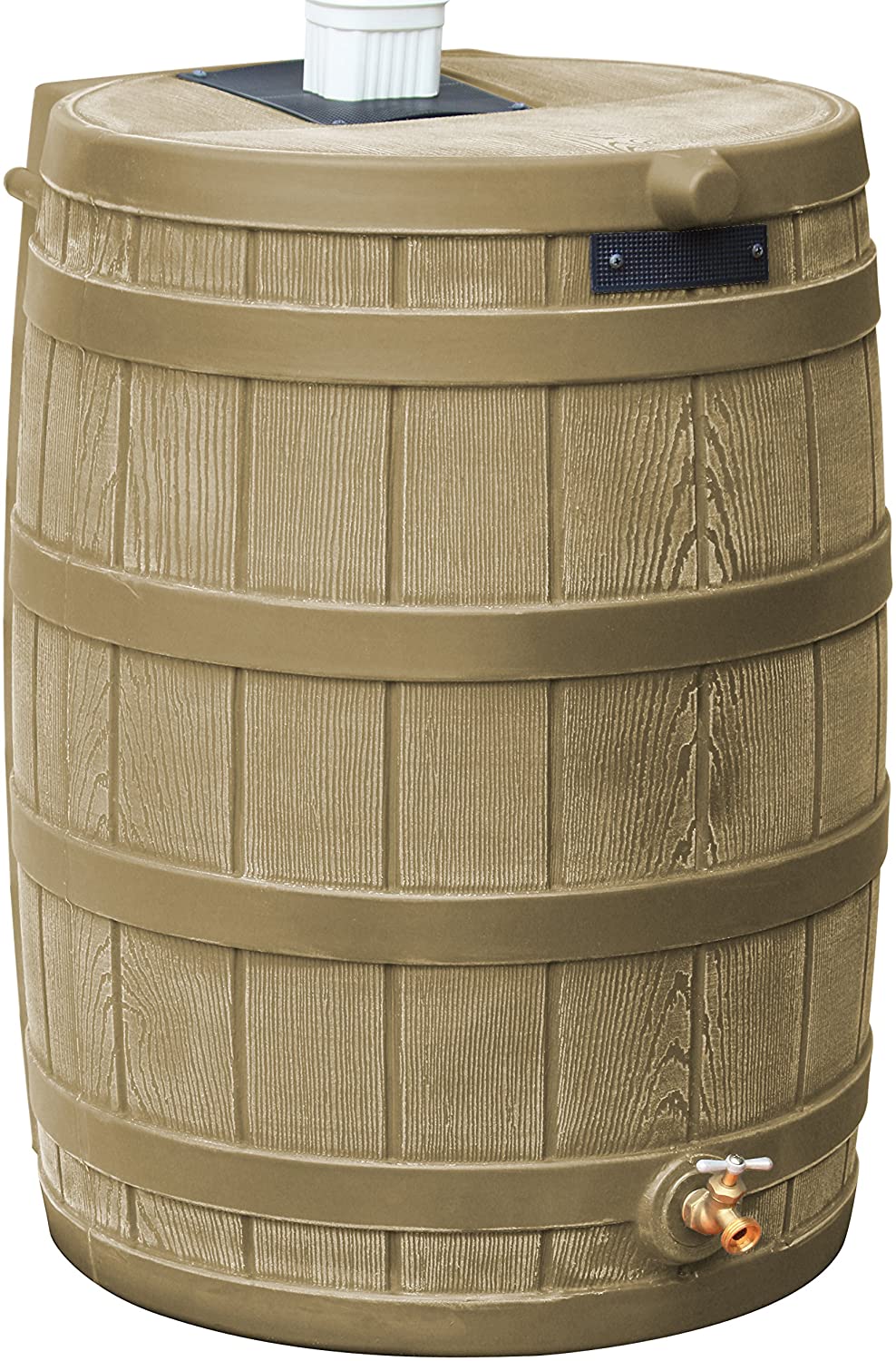 Good Ideas Rain Barrel 50 Gallon Faux Wood Plastic - Rain Wizard 50