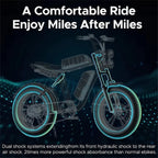 AKEZ Adult Electric Bike 1000W 28 mph 48V 13A 20*4.0in Fat Tire Full Suspension 7-Speed - M20