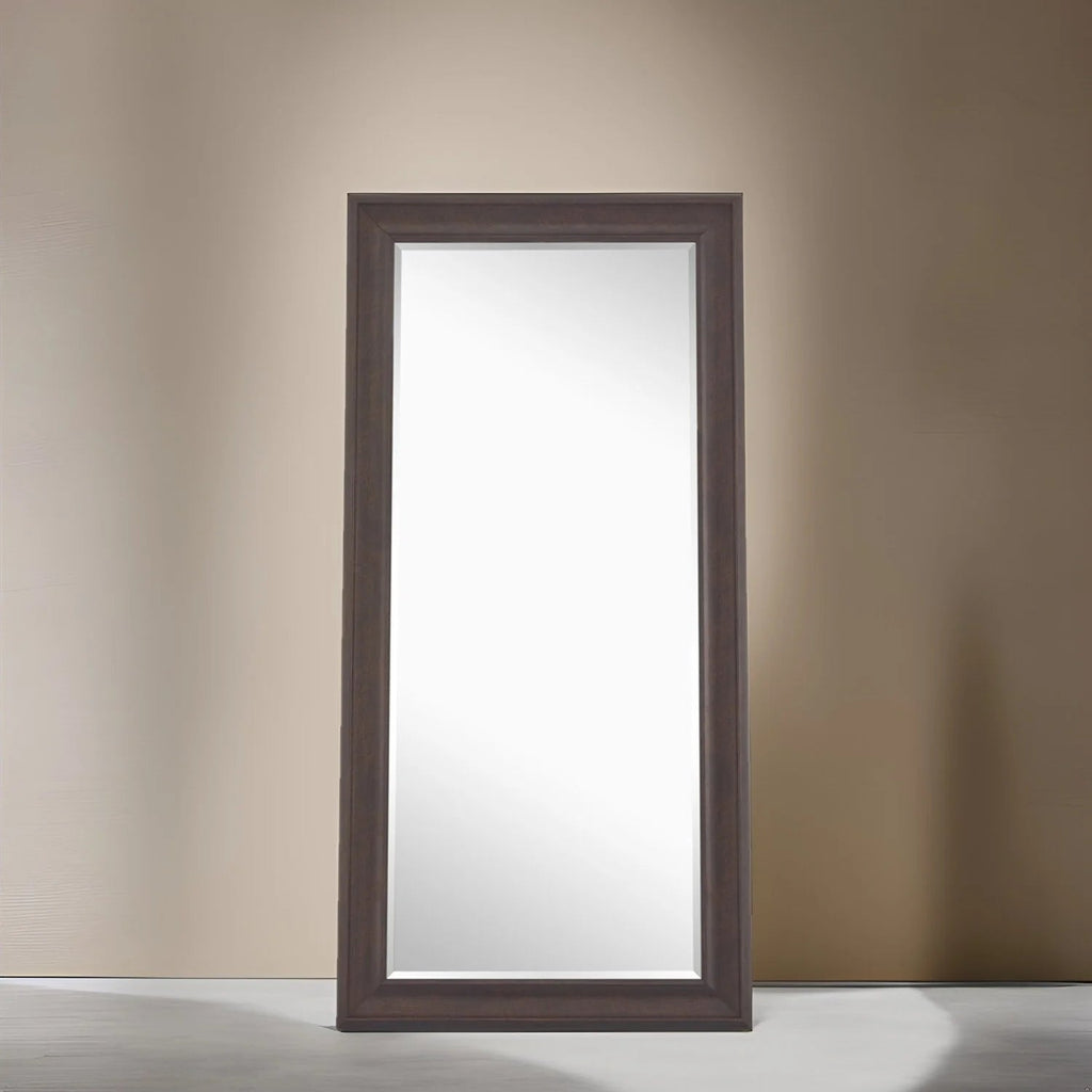 Full Length Oversized Rectangle Wall Mirror With Smooth Faux Wood Frame