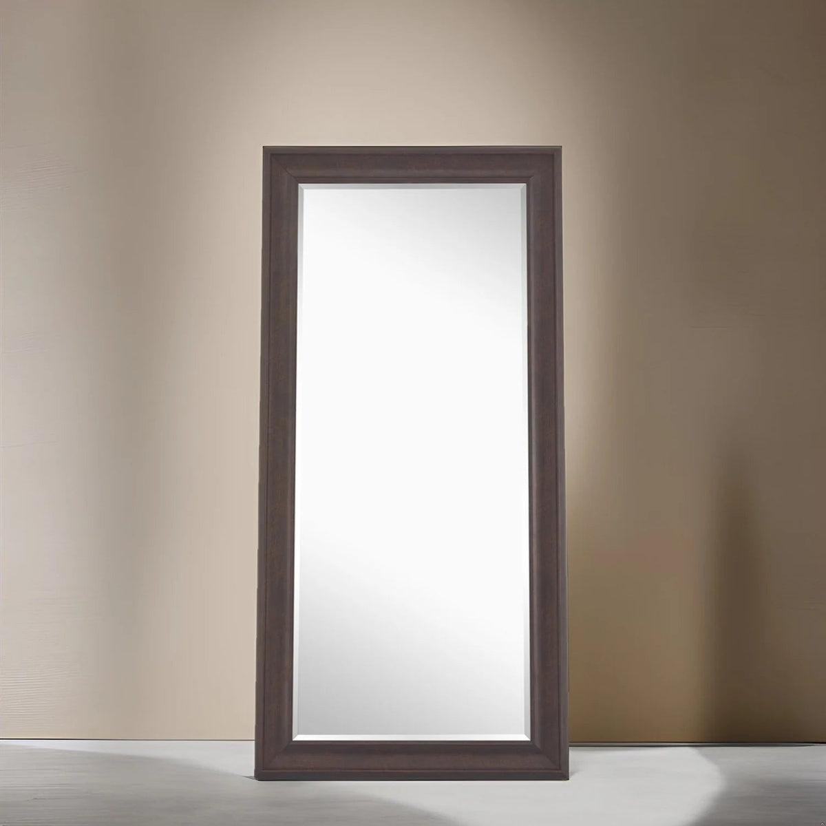 Full Length Oversized Rectangle Wall Mirror With Smooth Faux Wood Frame
