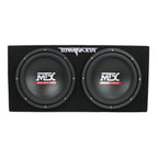 MTX Dual Loaded Car Subwoofer Enclosure 12 Inch 1200W With Boss R1100M Amplifier And Soundstorm AKS8 Kit - TNE212D
