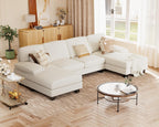 U-Shaped Sectional Sofa, 4 Seat Chenille Grey, 44.1in D x 110.2in W x 15.7in H