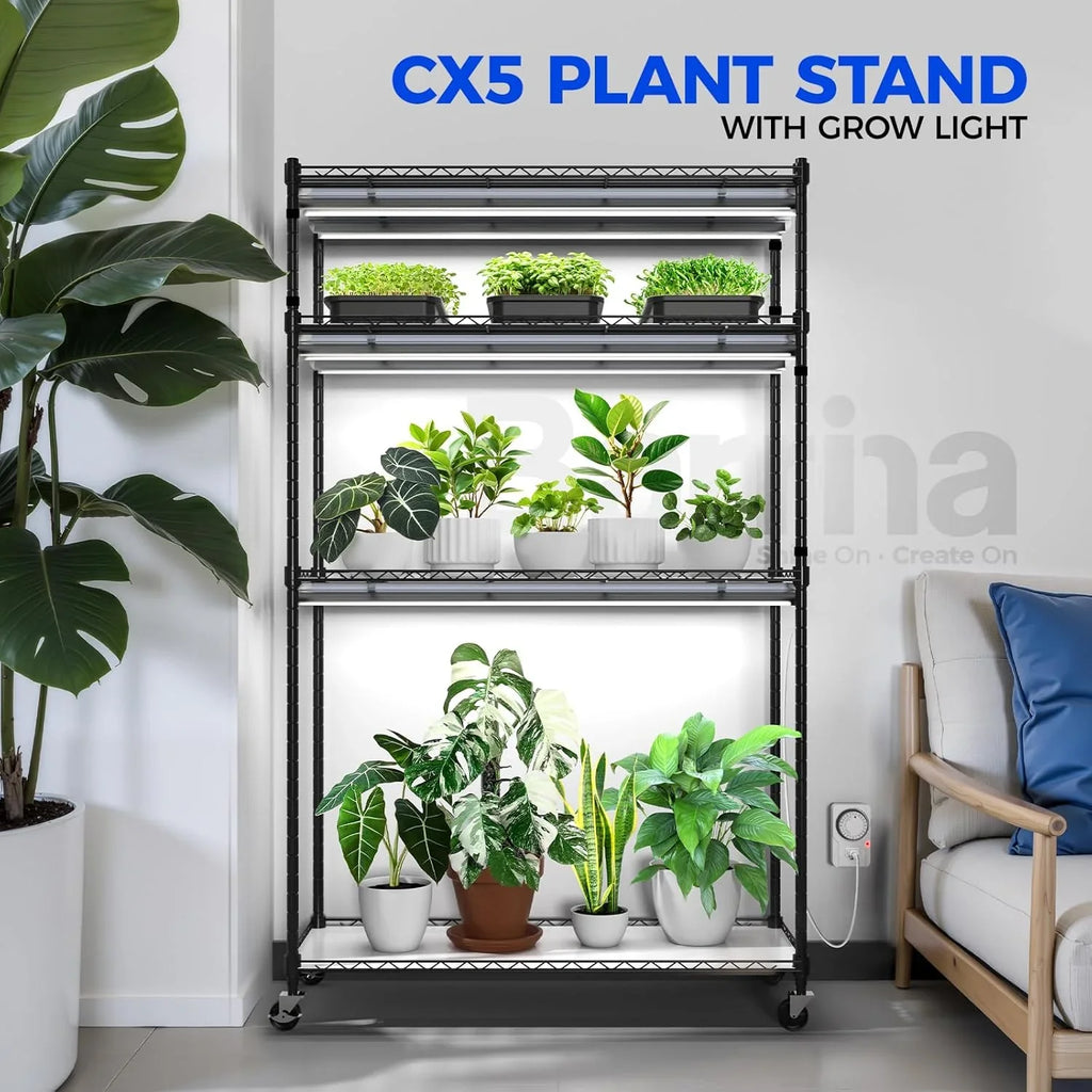 Barrina 4-Tier Mini Greenhouse With 6pcs 3ft T8 LED Grow Lights, 35.4 x 13.8 x 59in - INWT80421265Ec