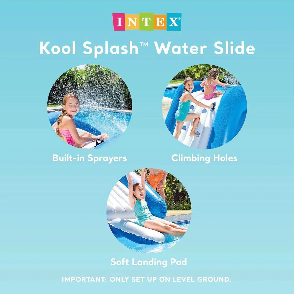 Intex Kool Splash Inflatable Water Slide With Built-In Sprayers, 131 x 81 x 46 inches