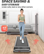Abonow Under Desk Walking Pad Treadmill With 2.5HP Motor, 280 Lbs Capacity, 8% Incline