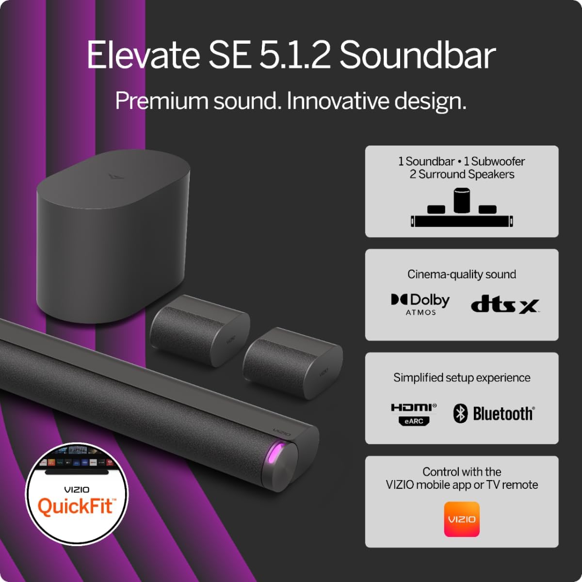VIZIO 5.1.2 Soundbar With Wireless Subwoofer And Dolby Atmos