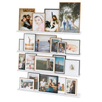 Floating Wall Shelves, Set Of 4, 46 x 3.8 x 2 Inch MDF Wood Picture Ledges