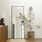 Full-Length Floor Mirror 64x21, Aluminum Alloy Frame With Stand And Wall Mount Option