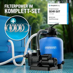 MONZANA Pool Sand Filter System 13.200L/h, 58.000L Pool, 600W, 30L Tank, 32-38mm Adapter - SF110K