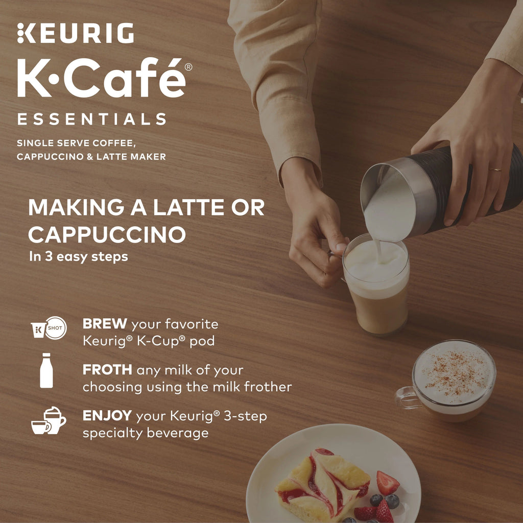 Keurig K-Cafe Essentials Single Serve K-Cup Pod Coffee Maker With Milk Frother, Black