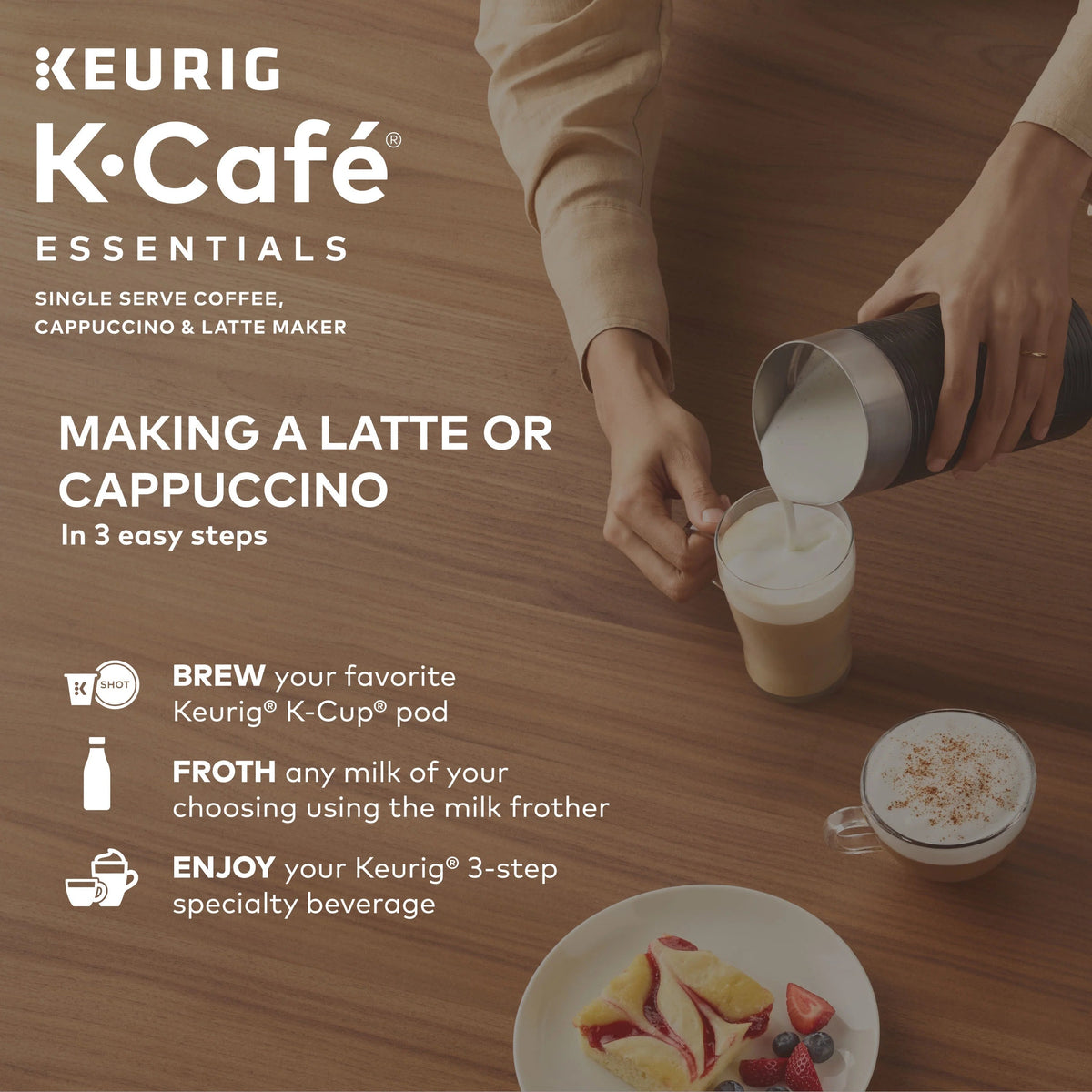 Keurig K-Cafe Essentials Single Serve K-Cup Pod Coffee Maker With Milk Frother, Black