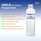 Flame King Steel 100LB Propane Tank Cylinder With POL Valve And Collar - YSN100b