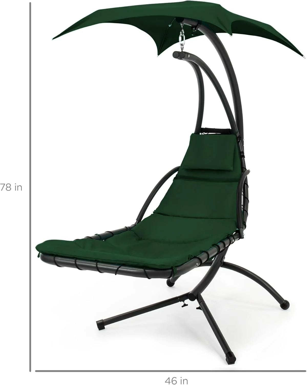Best Choice Products Outdoor Hanging Steel Chaise Lounge Chair With Canopy, Charcoal Gray - SKY5871