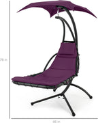 Best Choice Products Outdoor Hanging Steel Chaise Lounge Chair With Canopy, Charcoal Gray - SKY5871