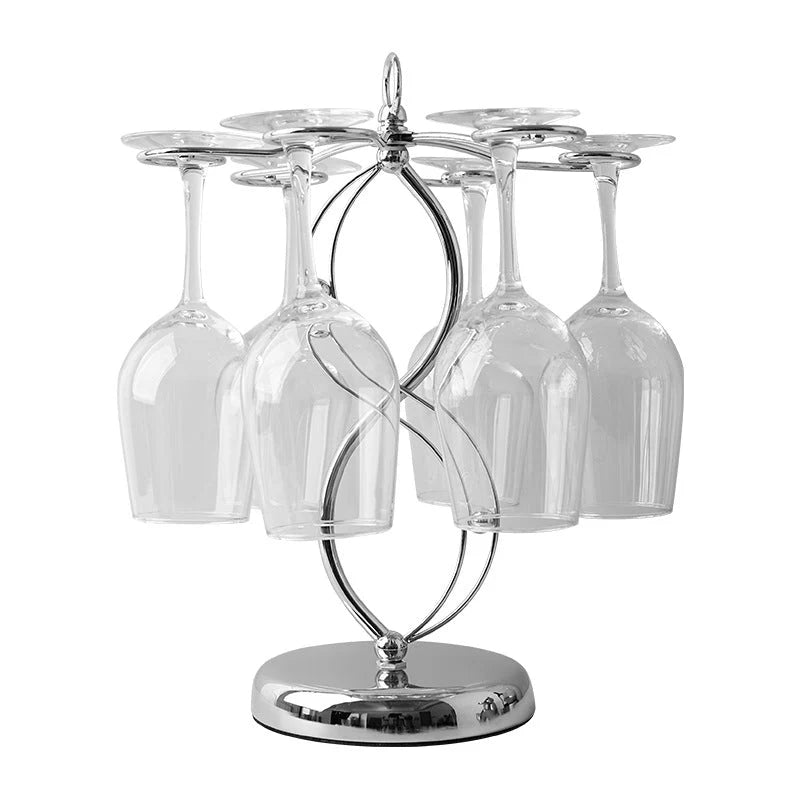 Metal Freestanding Wine Glass Holder Rack - Holds Up To 6 Stemmed Wine Glasses