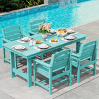 SERWALL 7-Piece HDPE Patio Dining Set, Aruba, 66.9in D x 32.2in W x 29.1in H