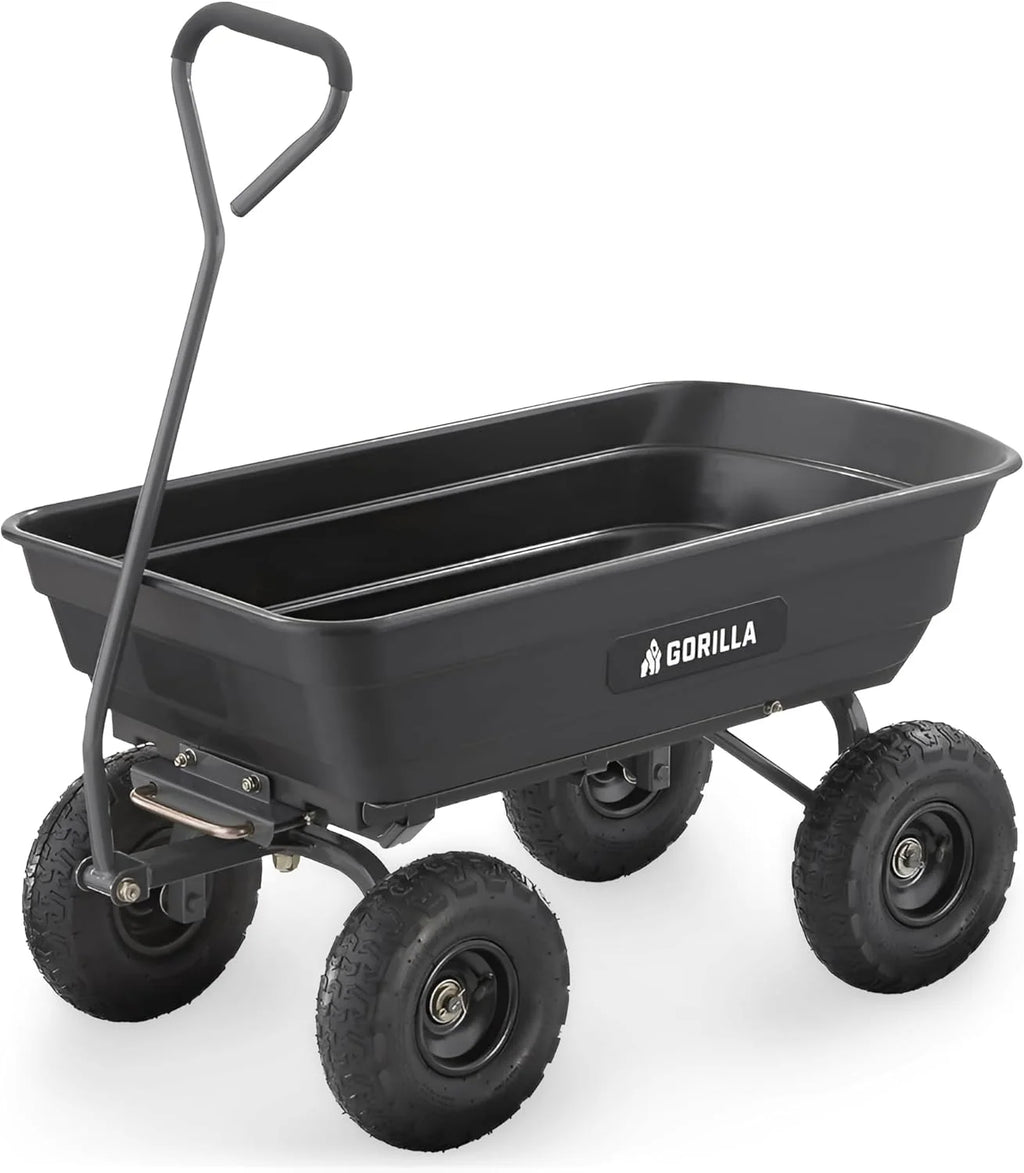 Gorilla Carts Utility Garden Cart, 4 Cubic Feet, 600 Pounds, Pneumatic Tires