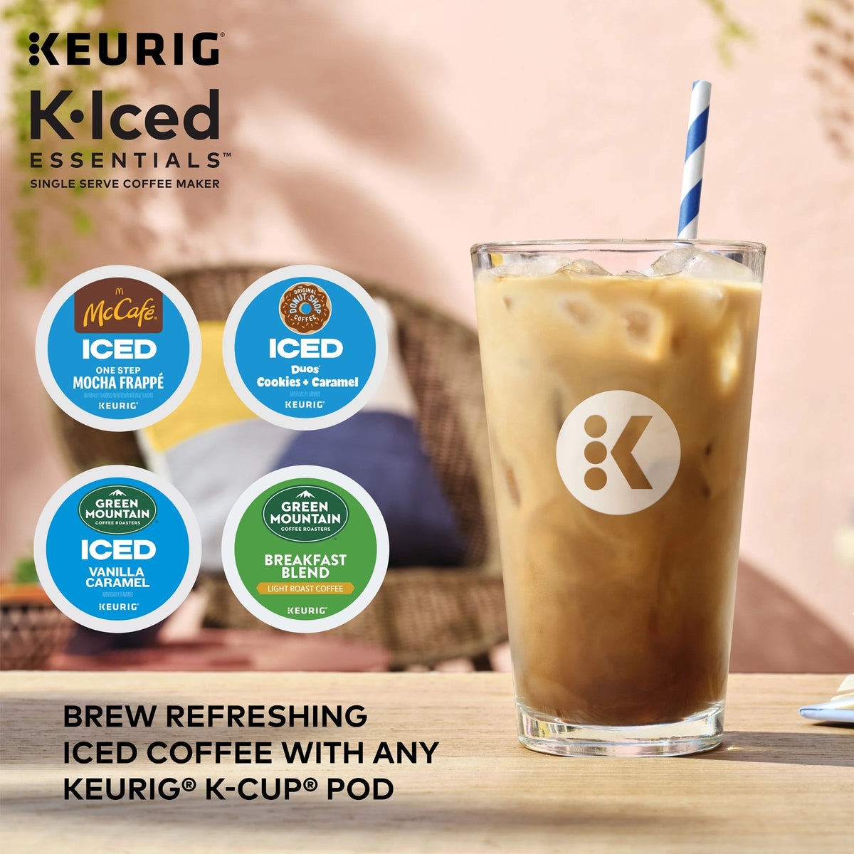 Keurig Single-Serve K-Cup Pod Coffee Maker, White - K-Iced Essentials