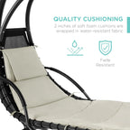 Best Choice Products Outdoor Hanging Steel Chaise Lounge Chair With Canopy, Charcoal Gray - SKY5871