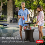 Keter Resin Outdoor Patio Beverage Cooler Table, 7.5 Gallon, Brown - Pacific