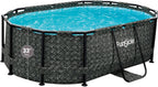 Funsicle Oasis Designer Oval Above-Ground Pool Set, 167 x 98 x 39.5 Inches - Dark Herringbone Gray