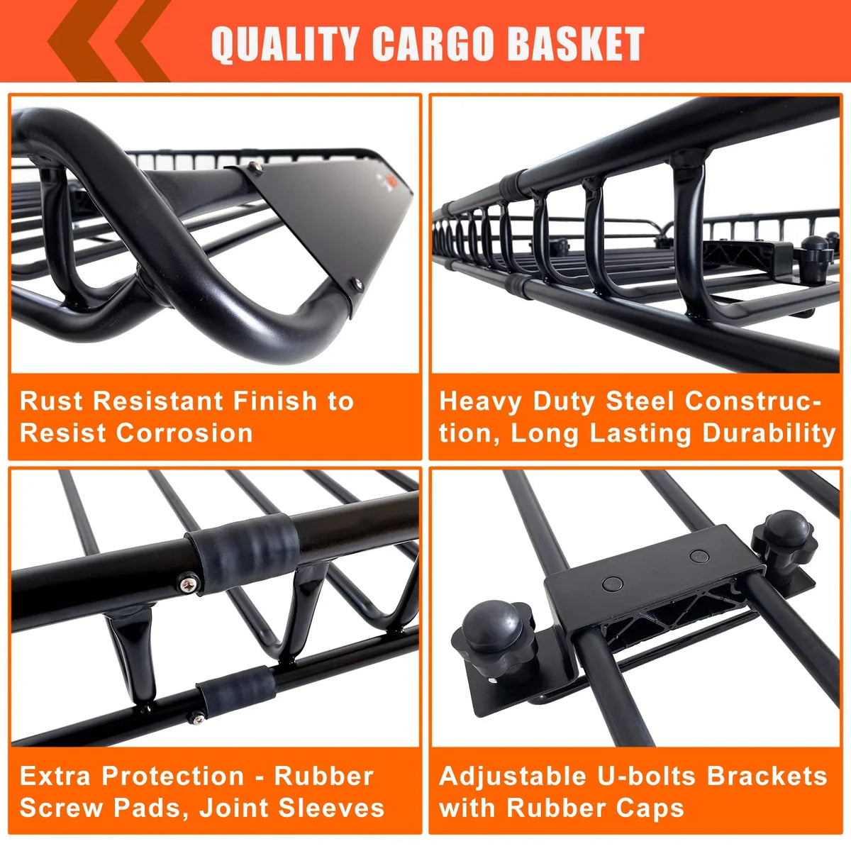 Universal Rooftop Roof Rack Carrier Basket, 51 in x 36 in x 5 in, 200 lb Capacity