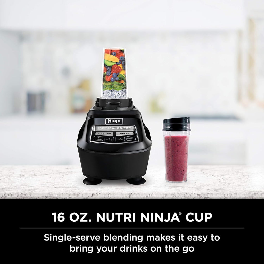 Ninja Mega Kitchen System, 1500W Blender And Processor, 72oz Pitcher, 64oz Bowl, 2 16oz To-Go Cups, Black - BL770