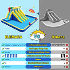 ELEMARA Inflatable Water Slide Water Park, 20.66x16.4FT, 3 Slides, 750W Air Blower, Blue