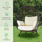 Oversized Wicker Egg Chair With 4 Cushions, 43 x 32.5 x 57 in