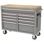 Husky Mobile Workbench With 9 Drawers, Hardwood Top And Power Connection, 117 cm W x 62 cm D - High-Gloss Black