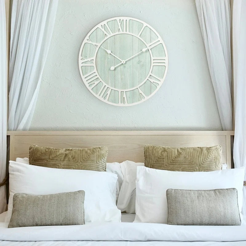 Green Blue Quartz Coastal Wall Clock, 23.5 Inch - Seafoam Green-Blue