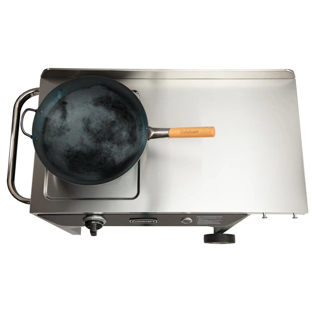 Cuisinart Outdoor Wok Station With Prep Table, 50,000 BTU, 14 inch Carbon Steel Wok - Black