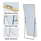 Full-Length Floor Mirror 64x21, Aluminum Alloy Frame With Stand And Wall Mount Option